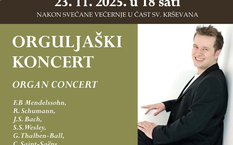 Gallery image for DANIEL MOULT: SOLISTIČKI ORGULJAŠKI KONCERT U POVODU BLAGDANA SV. KRŠEVANA I DANA GRADA ZADRA 23. 11. 2025.