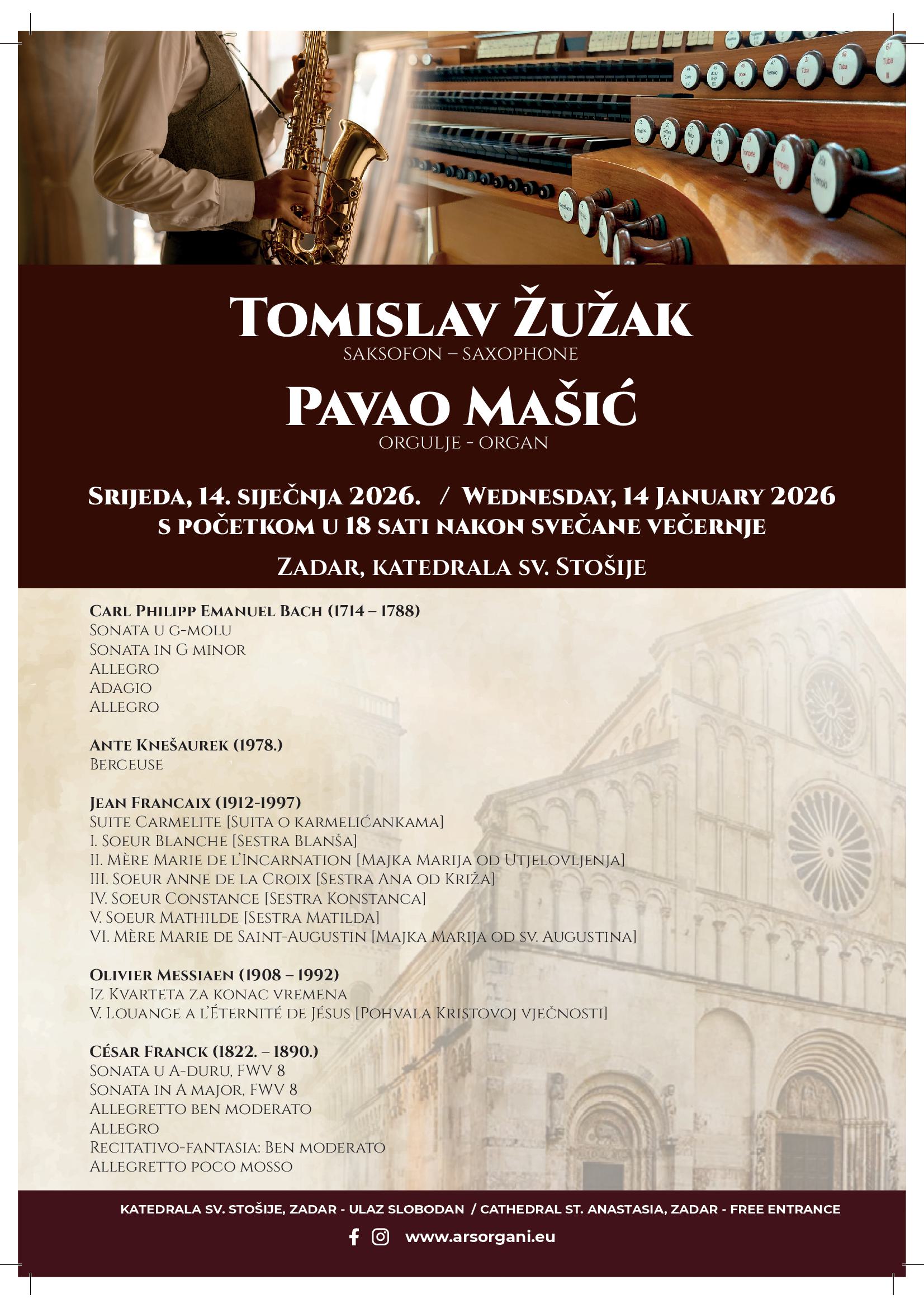 PAVAO MAŠIĆ I TOMISLAV ŽUŽAK – Zvuci s neba Stošiji u čast  14. 1. 2026. Image